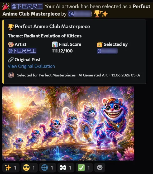 An anime artwork selected as a Perfect Anime Club Masterpiece