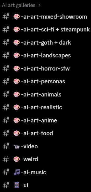List of themed AI art gallery channels