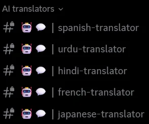 Built-in AI translator channels for five languages